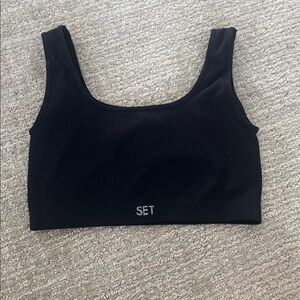 SET Black Ribbed Crop Top